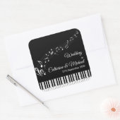 ピアノ鍵ミュージカルノートブラック&ホワイト結婚ズ スクエアシール (封筒)