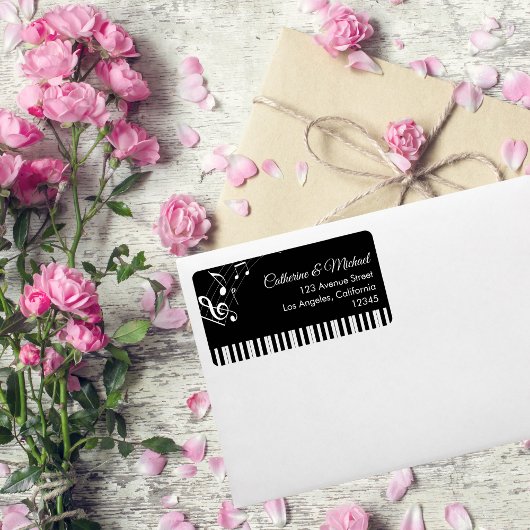 ピアノ鍵ミュージカルノートブラック&ホワイト結婚ズ ラベル