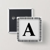 ピアノ鍵モノグラムピアニストピアノ演奏機  缶バッジ (正面&裏面)