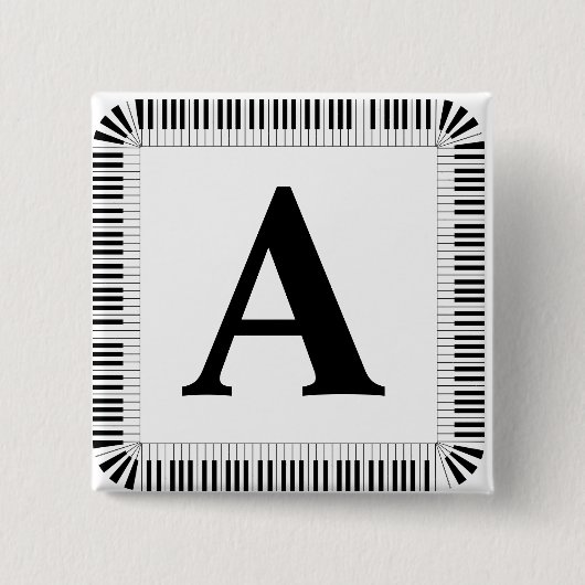 ピアノ鍵モノグラムピアニストピアノ演奏機  缶バッジ (正面)