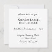 ピアノ鍵招待状カスタマイズ可能なフラット招待状 招待状 (裏面)