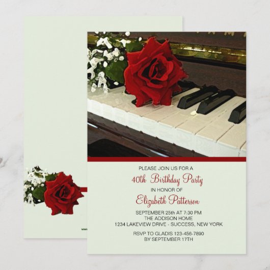 ピアノ鍵招待状 招待状 (正面/裏面)