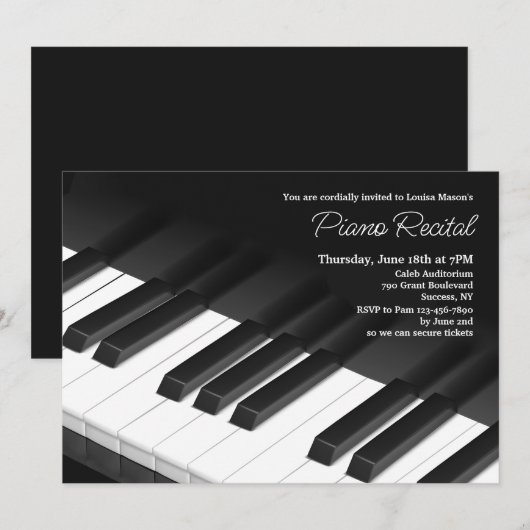 ピアノ鍵招待状 招待状 (正面/裏面)
