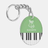 ピアノ鍵最高のピアノ先生エバークリスマスグリーン キーホルダー (正面左)