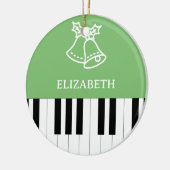 ピアノ鍵最高のピアノ先生エバークリスマスグリーン セラミックオーナメント (左)