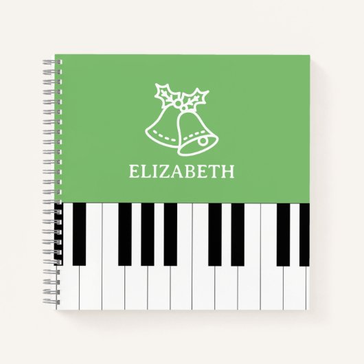 ピアノ鍵最高のピアノ先生エバークリスマスグリーン ノートブック (正面)