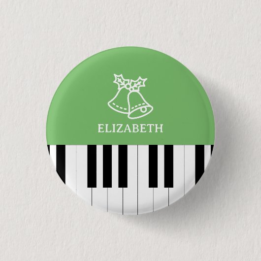 ピアノ鍵最高のピアノ先生エバークリスマスグリーン 缶バッジ (正面)