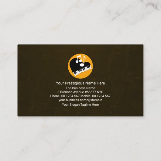 ピアノ鍵浮遊金ゴールド音楽ノート音楽先生 名刺 (裏面)