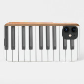 ピアノ鍵白黒アイボリーライトウッドカラー iPhoneケース (裏面横)
