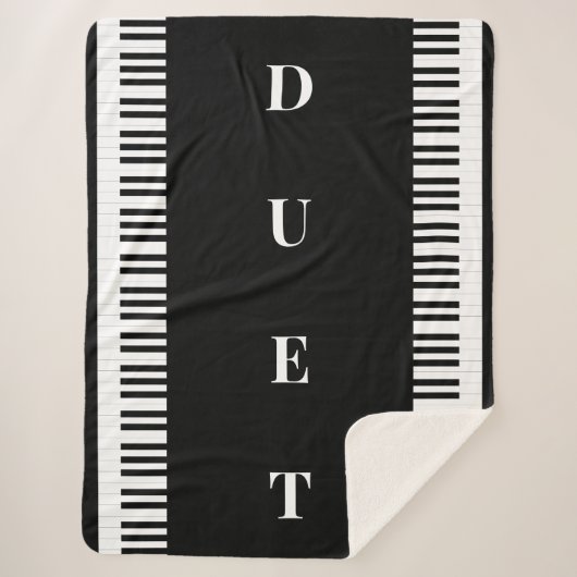 ピアノ鍵白黒ミュージカルDuet Music Keyboard シェルパブランケット (正面)