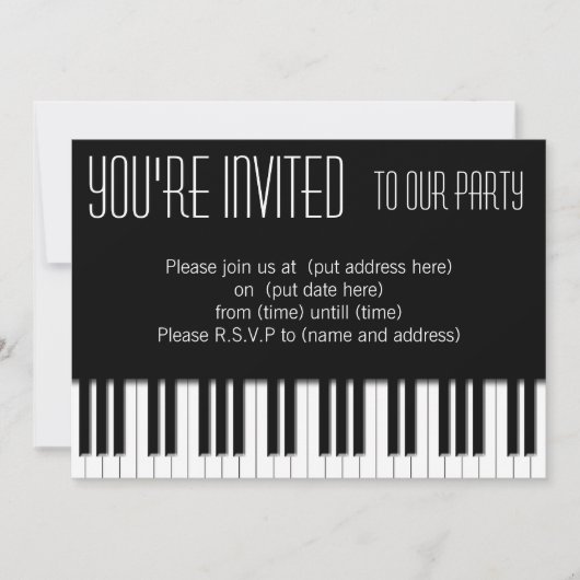 ピアノ鍵白黒 招待状 (正面)