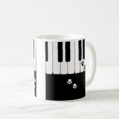 ピアノ鍵盤と猫の足のひらのコーヒーマグ コーヒーマグカップ (正面右)