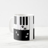ピアノ鍵盤と猫の足のひらのコーヒーマグ コーヒーマグカップ (正面左)