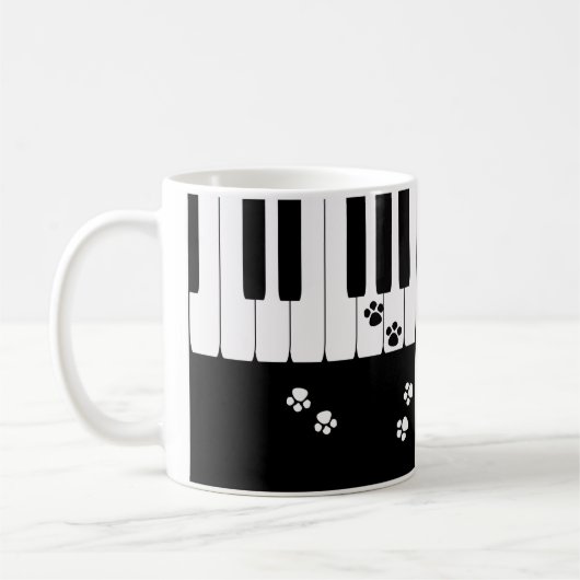 ピアノ鍵盤と猫の足のひらのコーヒーマグ コーヒーマグカップ (左)