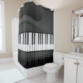 ピアノ鍵盤デザインシャワーカーテン シャワーカーテン (インサイチュ)