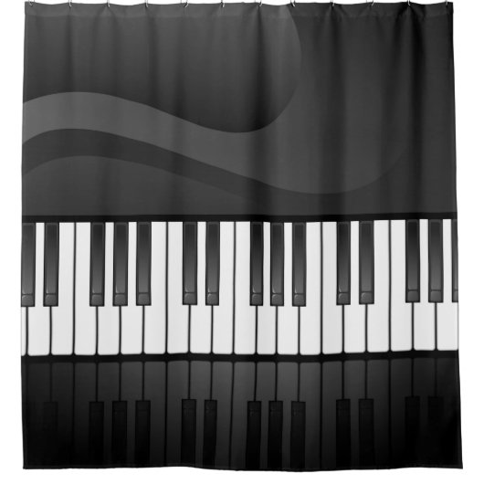 ピアノ鍵盤デザインシャワーカーテン シャワーカーテン (正面)