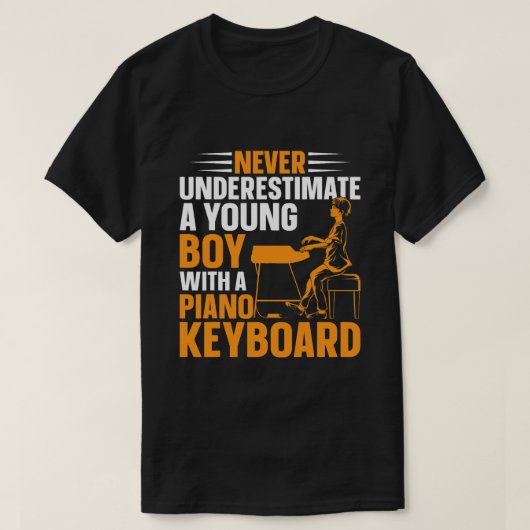 ピアノ鍵盤ピアニストA Young Boy With Piano Ke Tシャツ (デザイン正面)