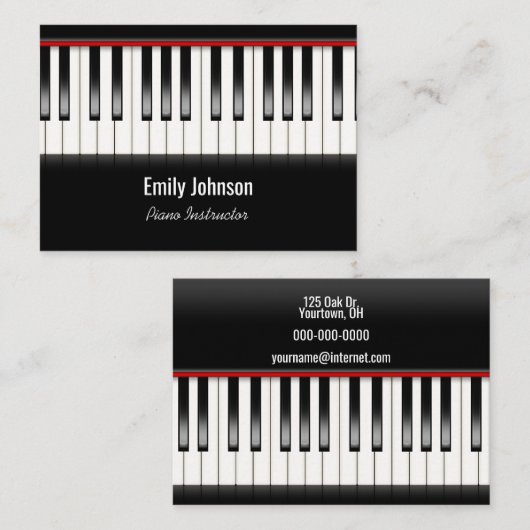 ピアノ鍵盤先生 名刺 (正面/裏面)