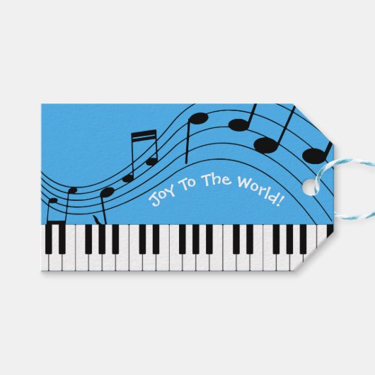 ピアノ鍵盤及び楽譜 ギフトタグ (正面(横))