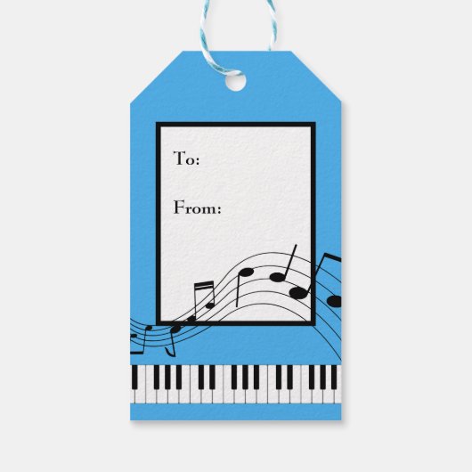 ピアノ鍵盤及び楽譜 ギフトタグ (裏面)