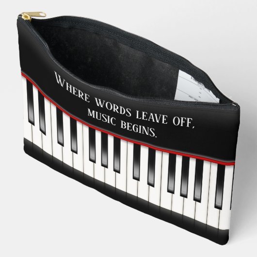 ピアノ鍵盤引用文 アクセサリーポーチ (見開き)
