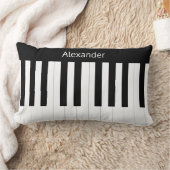 ピアノ鍵盤白黒ミュージカル楽器 ランバークッション (ブランケット)