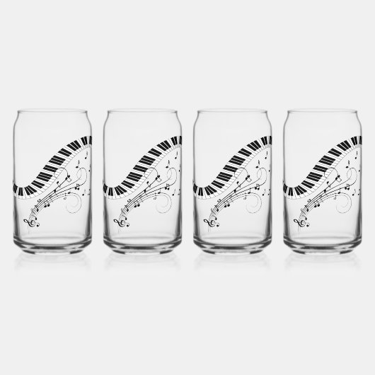 ピアノ鍵盤音楽デザイン ガラス缶 (正面)