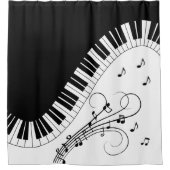 ピアノ鍵盤音楽デザイン シャワーカーテン (正面)