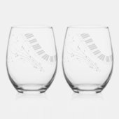 ピアノ鍵盤音楽デザイン ステムなしワイングラス (裏面)