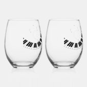 ピアノ鍵盤音楽デザイン ステムなしワイングラス (右)