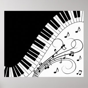 ピアノ鍵盤音楽デザイン ポスター