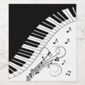 ピアノ鍵盤音楽デザイン ワインラベル (シングルラベル)