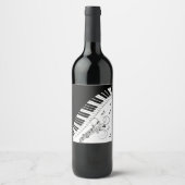 ピアノ鍵盤音楽デザイン ワインラベル (正面)