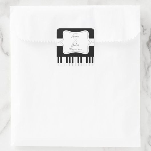 ピアノ鍵盤音楽結婚式の引き出物 スクエアシール (バッグ)