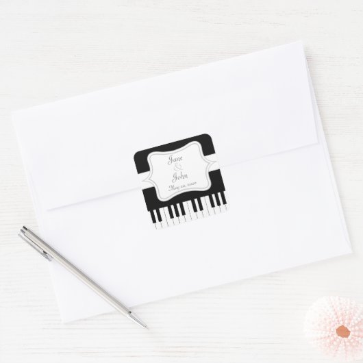ピアノ鍵盤音楽結婚式の引き出物 スクエアシール (封筒)