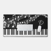 ピアノ鍵盤音符モノグラム デスクマット (キーボード&マウス)