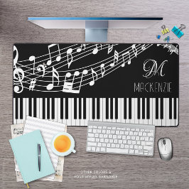 ピアノ鍵盤音符モノグラム デスクマット