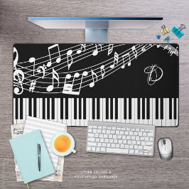 ピアノ鍵盤音符モノグラム デスクマット
