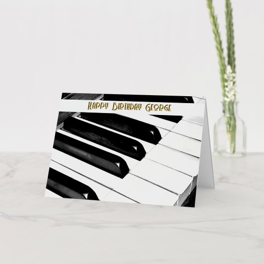 ピアノ鍵盤 オーダーメイド 音楽家 誕生日 箔グリーティングカード (花)