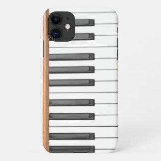 ピアノ鍵盤 ブラック&ホワイト アイボリー&ライトウッドカラー iPhone 11ケース
