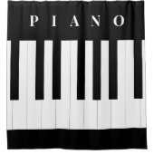 ピアノ鍵盤 ミュージック キーボード 楽器 黒 白 シャワーカーテン (正面)