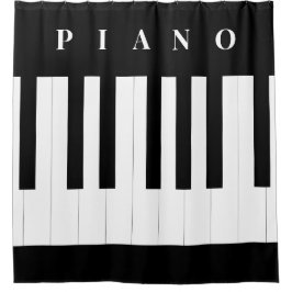 ピアノ鍵盤 ミュージック キーボード 楽器 黒 白 シャワーカーテン