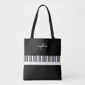ピアノ鍵盤 モノグラム入り  トートバッグ (正面)