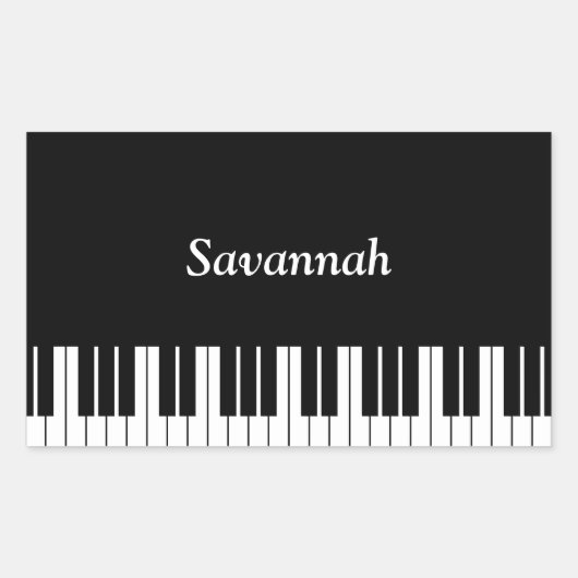 ピアノ鍵盤 黒と白 長方形シール (正面)