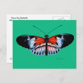 ピアノ鍵絵を描バタフライズブラック、レッドウィング ポストカード (正面/裏面)