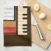 ピアノ鍵縁どシート歌曲キッチンタオル キッチンタオル (四つ折り)
