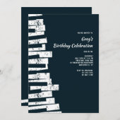 ピアノ鍵誕生日パーティーの招待状 招待状 (正面/裏面)