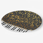 ピアノ鍵金ゴールド水玉模様パターン ペーパープレート (アングル)
