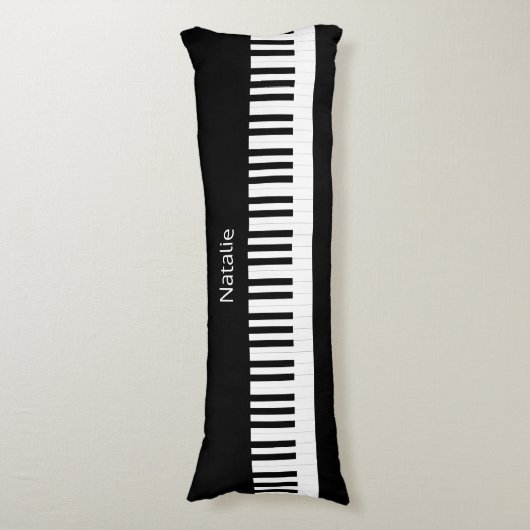 ピアノ鍵鍵盤音楽白黒 パーソナライズされた ボディピロー (正面縦)