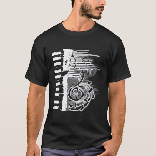 ピアノ鍵長袖シャツピアニスト教え選手 Tシャツ (正面)